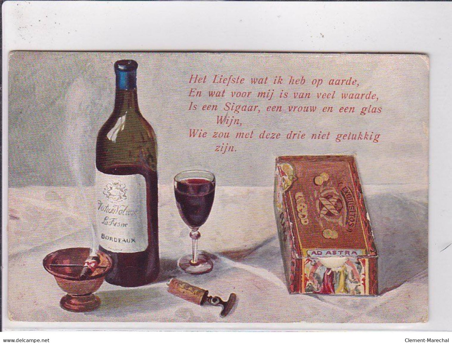 FANTAISIE - SYSTEME : Carte Postale - (cigare - Vin De Bordeaux - Femme) - Très Bon état - Met Mechanische Systemen