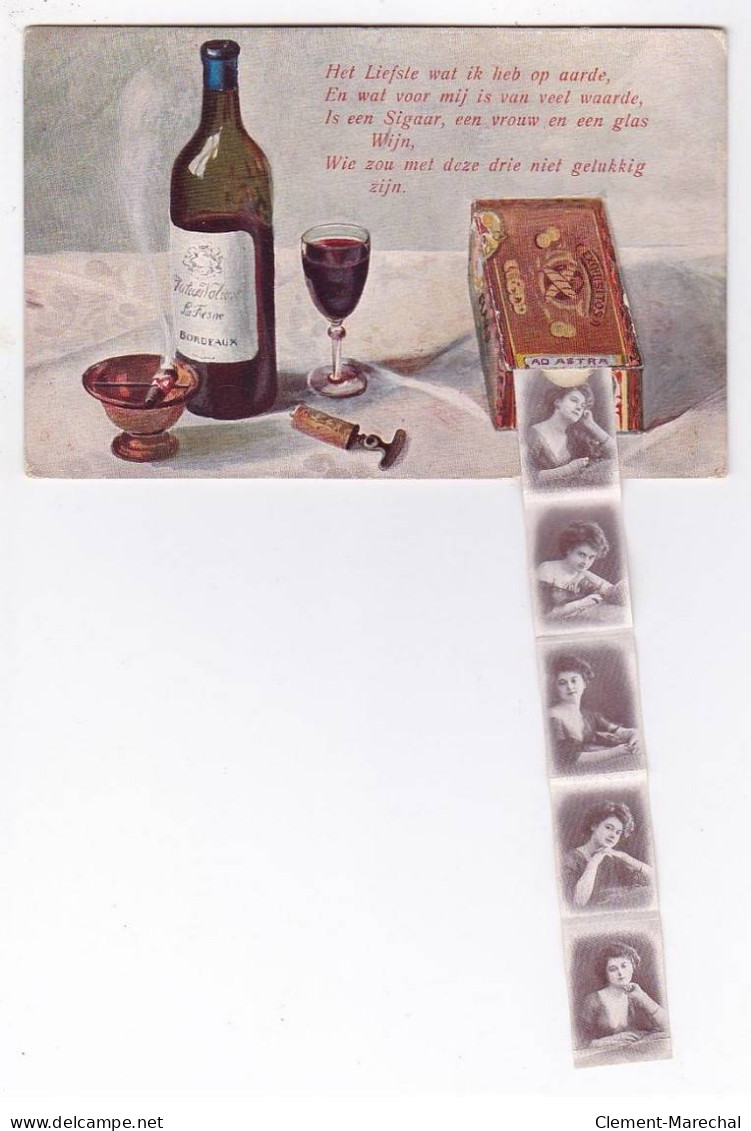 FANTAISIE - SYSTEME : Carte Postale - (cigare - Vin De Bordeaux - Femme) - Très Bon état - Met Mechanische Systemen