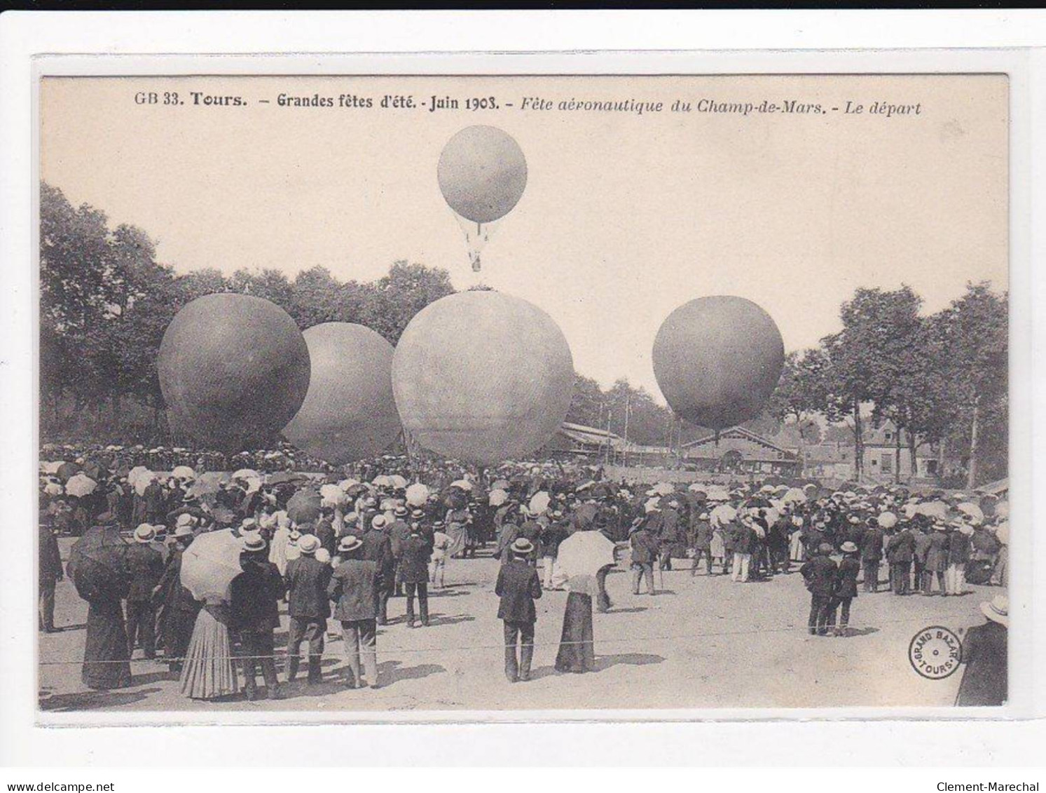 TOURS : Grandes Fêtes D'été, Juin 1908, Fête Aéronautique Du Champ-de-Mars, Le Départ - Très Bon état - Tours