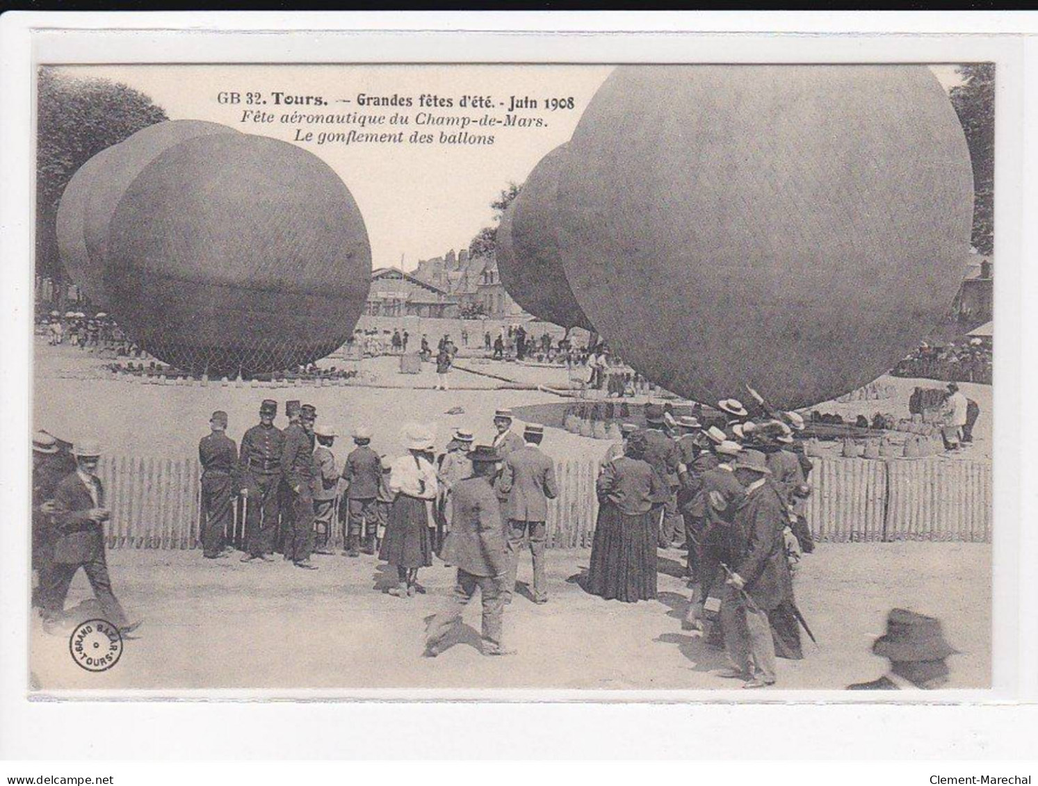 TOURS : Grandes Fêtes D'été, Juin 1908, Fête Aéronautique Du Champ-de-Mars, Le Gonflement Des Ballons - Très Bon état - Tours