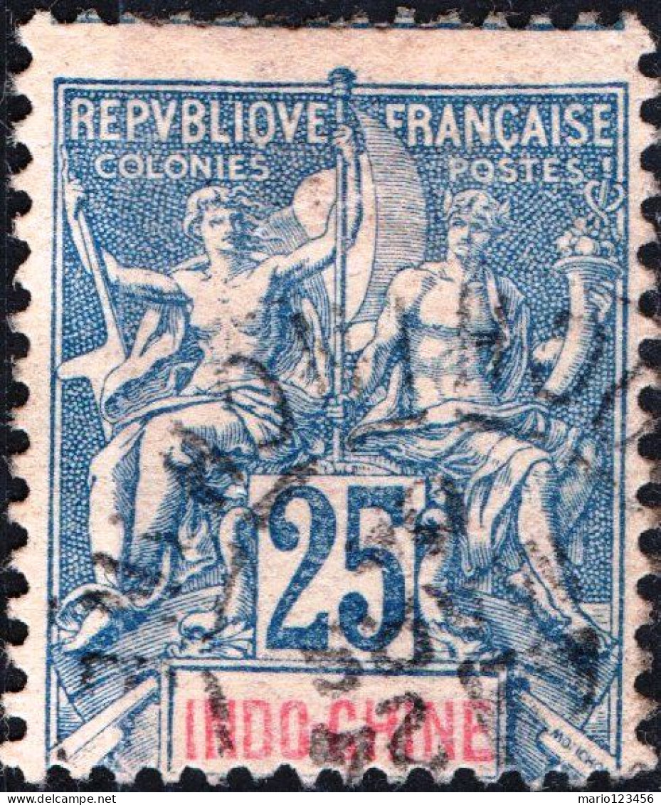INDOCINA FRANCESE, INDOCHINA, TIPO “GROUPE”, 1900, USATI Yt:FR-IC 20, Scott:FR-IC 14 - Gebraucht