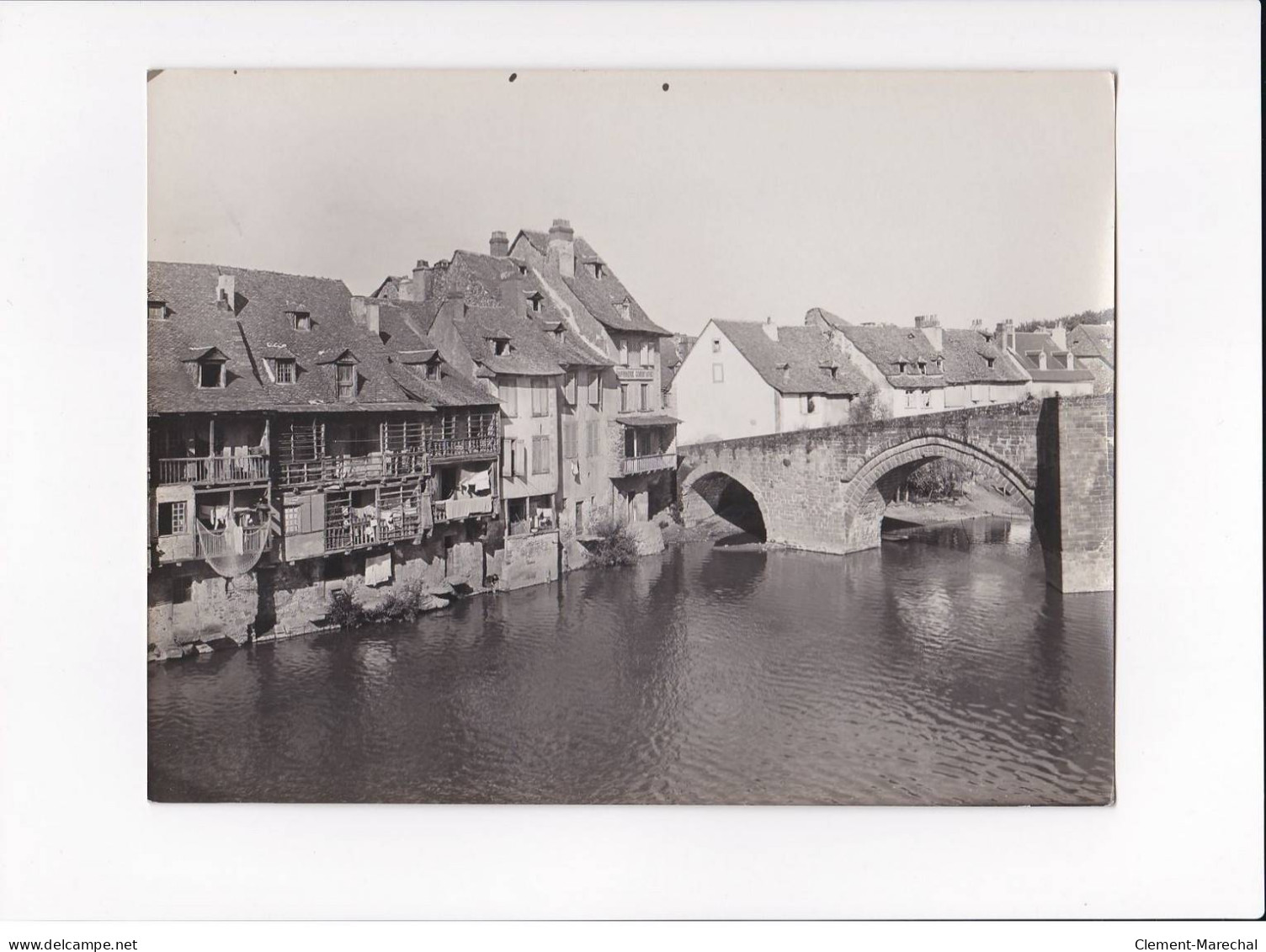 AVEYRON, Espalion, Vieilles Maisons Au Bord Du Lot, Photo Auclair-Melot, Environ 23x17cm Années 1920-30 - Très Bon état - Lugares