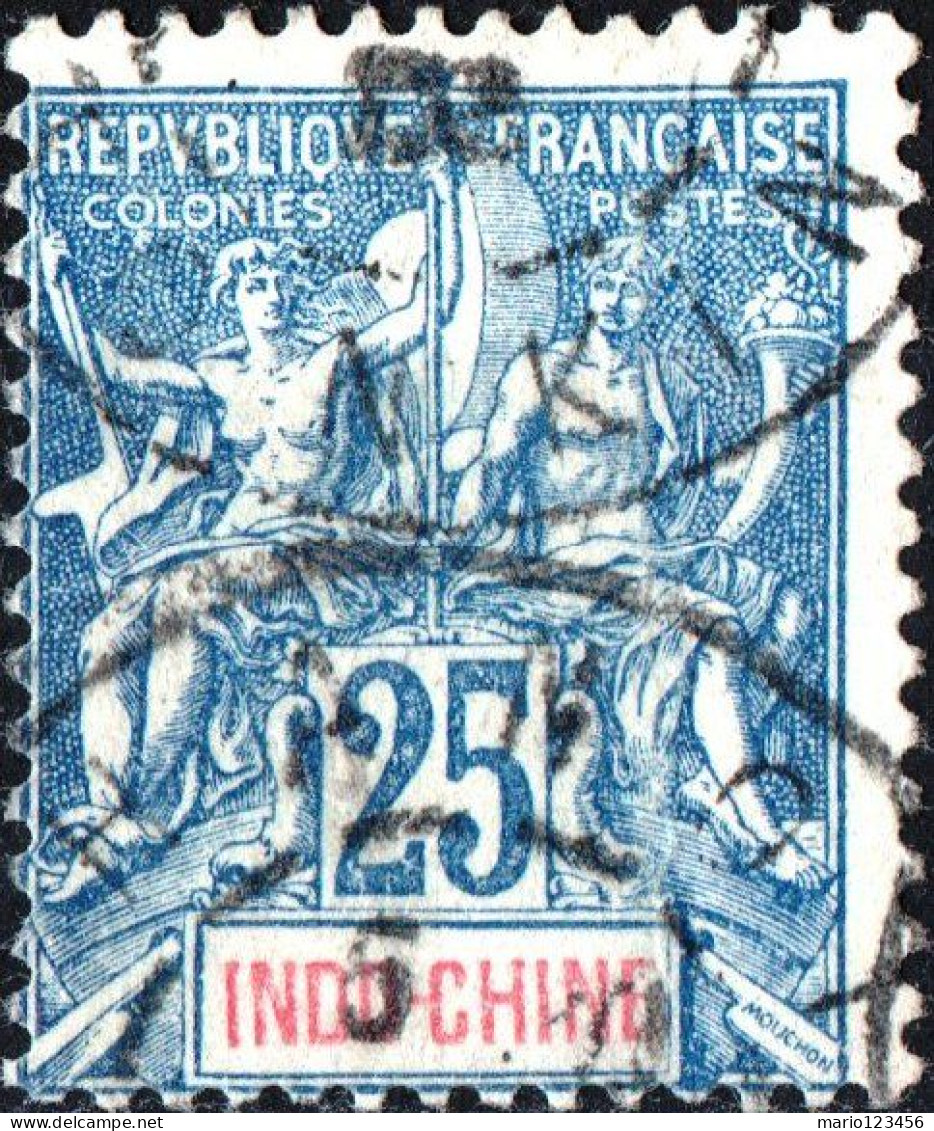 INDOCINA FRANCESE, INDOCHINA, TIPO “GROUPE”, 1900, USATI Yt:FR-IC 20, Scott:FR-IC 14 - Used Stamps