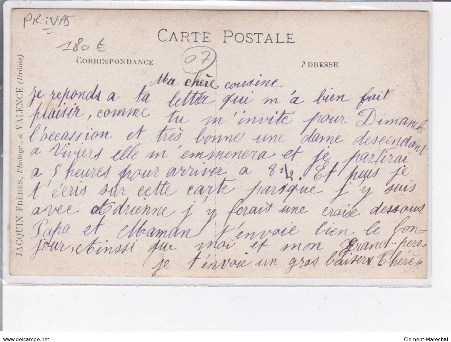 PRIVAS - Carte-photo Du Café Et Cercle Du Commerce - Très Bon état - Privas