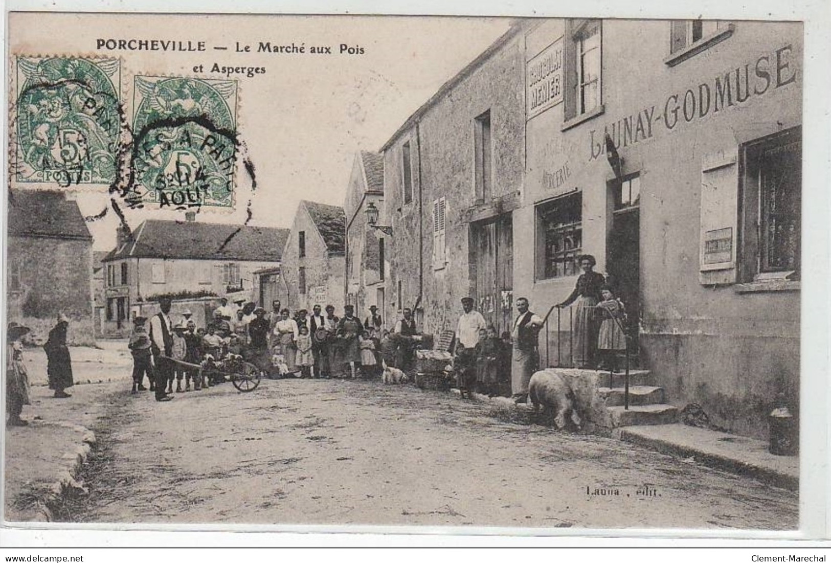 PORCHEVILLE : Le Marché Aux Pois Et Asperges - Très Bon état - Autres & Non Classés