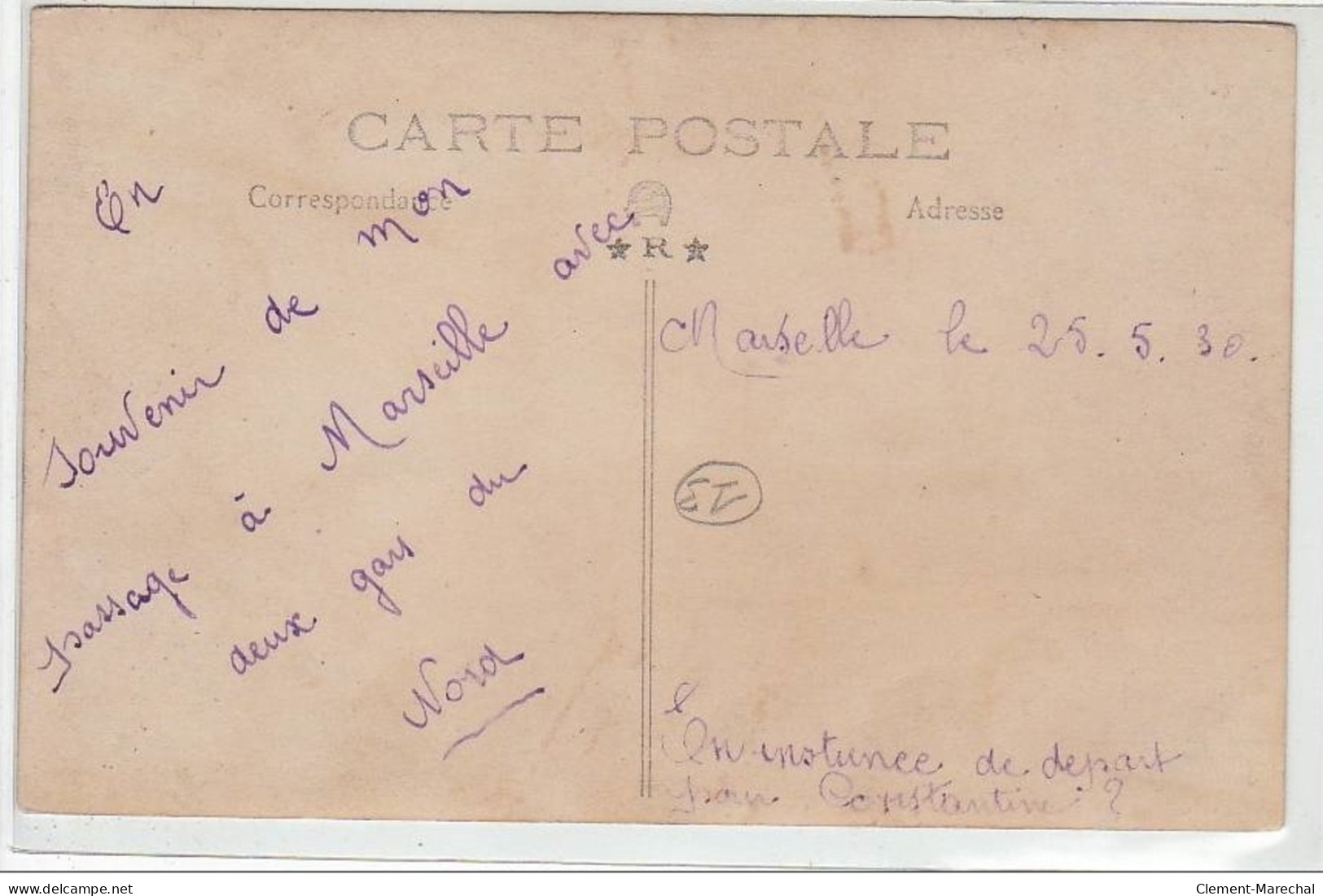 MARSEILLE : Carte Photo De Militaires Devan Le Bar """"chez Lucien"""" En 1930 - Très Bon état - Unclassified