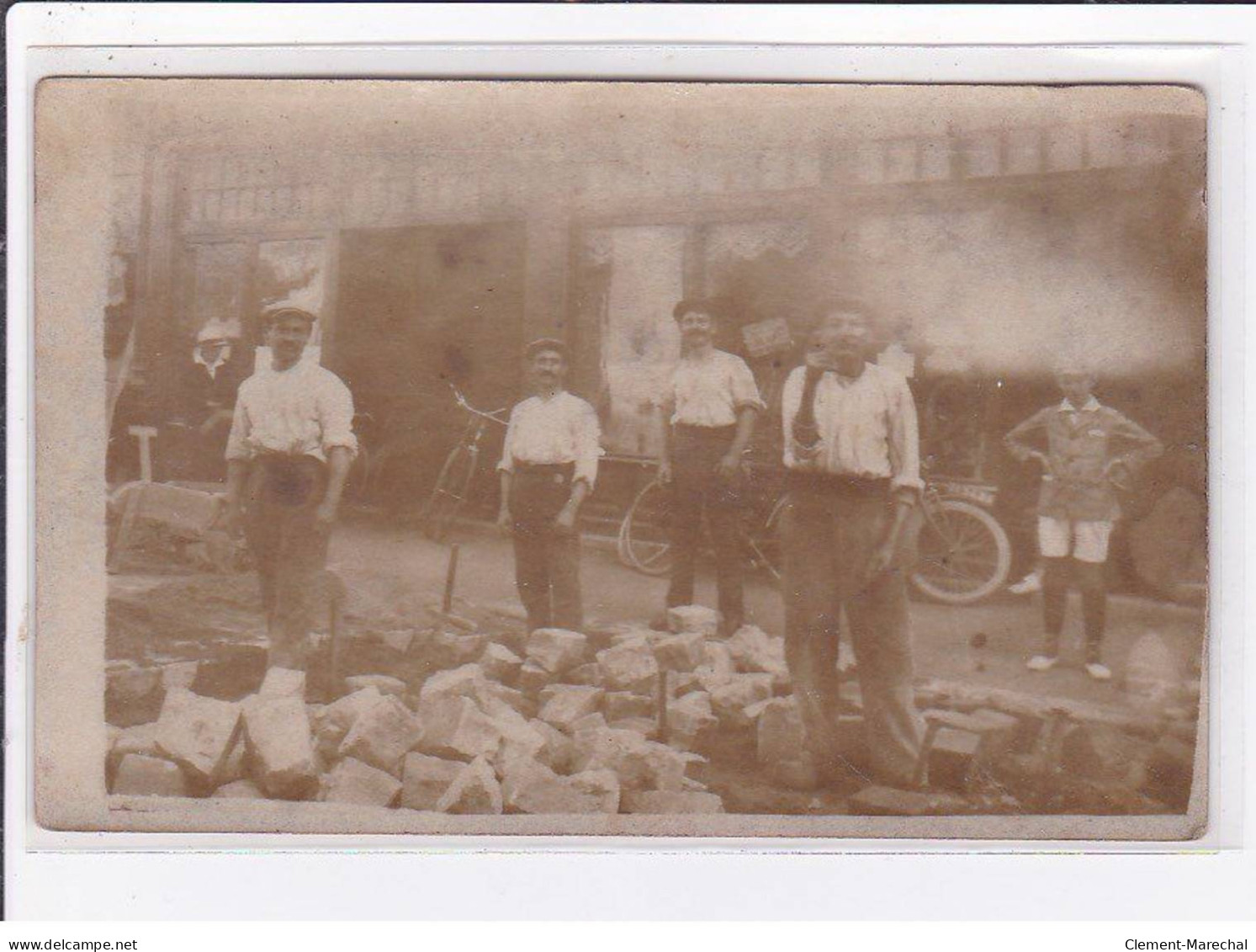 BIARRITZ : Lot De 3 Photo Et Cartes Photo De La Pose Des Pavés En 1909 -  Bon état - Biarritz