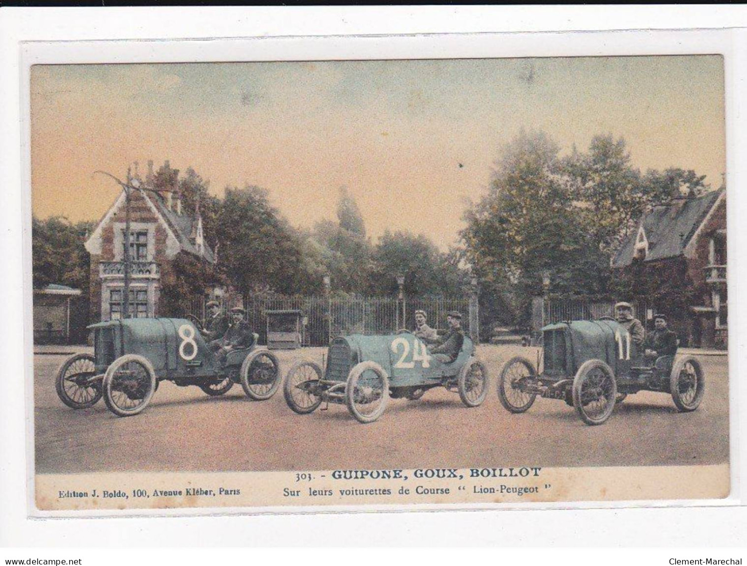 GUIPNE, GOUX Et BOILLOT, Sur Leurs Voiturettes De Courses "Lion-Peugeot", Course De L'A.C.F - Très Bon état - Altri & Non Classificati