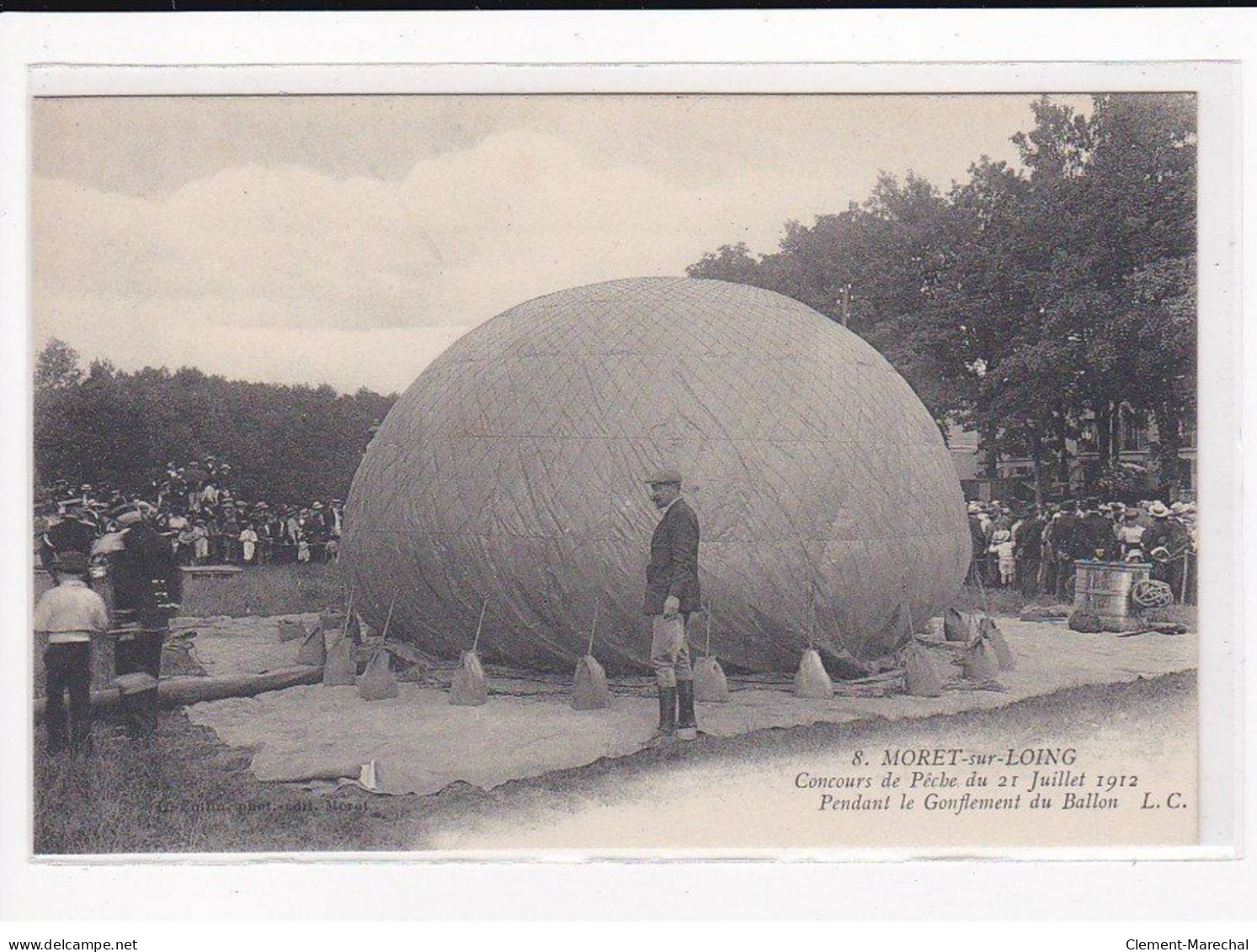 MORET-sur-LOING : Concours De Pêche Du 21 Juillet 1912, Pendant Le Gonflement Du Ballon - Très Bon état - Moret Sur Loing