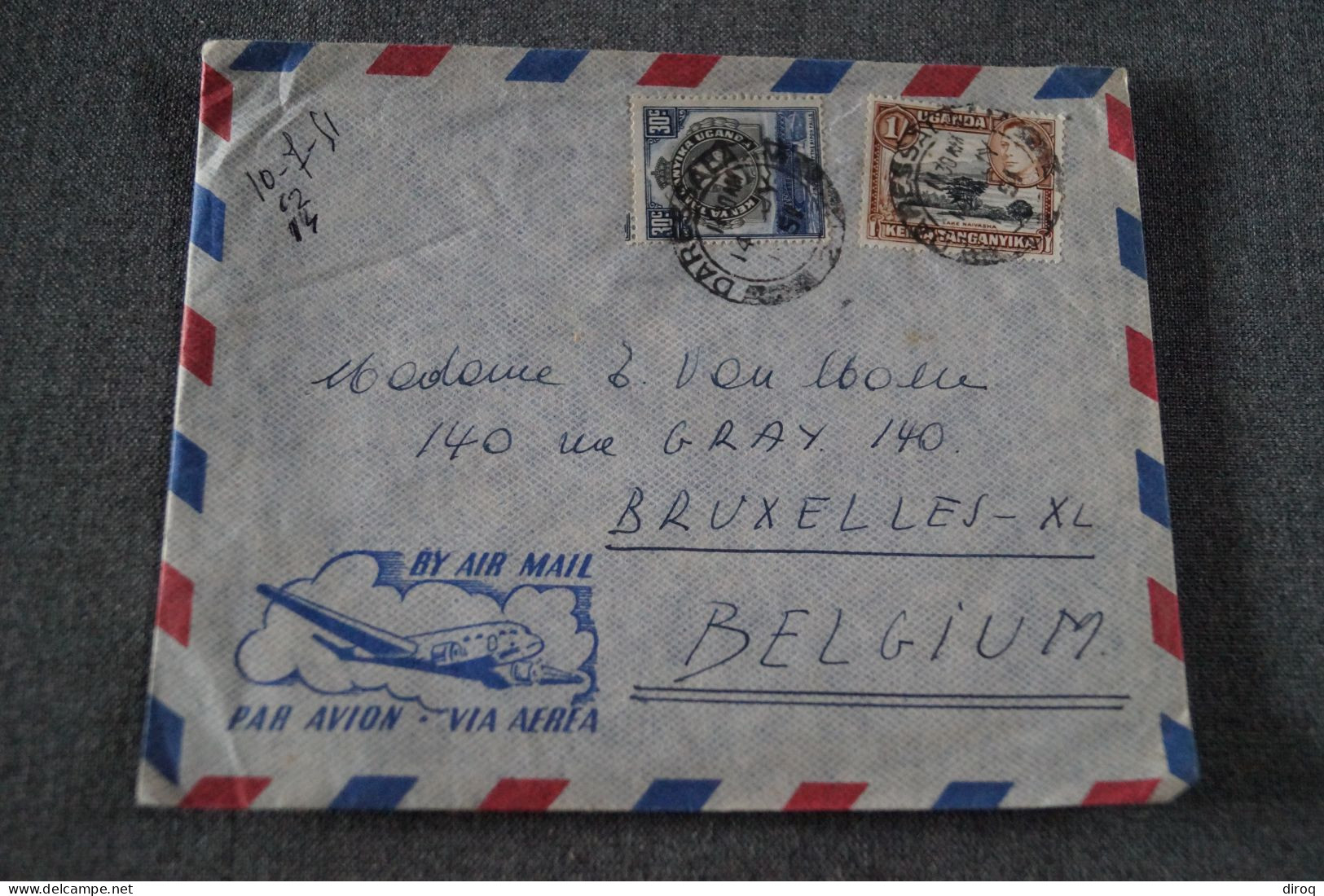 Très Bel Envoi Kenya - Belgique,Uganda,Tanganyka,oblitération Daressala 1951,+ Courrier, Pour Collection - Tanganyika (...-1932)