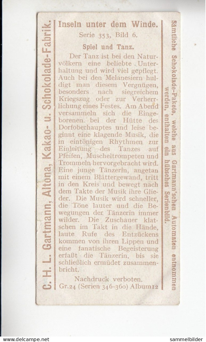 Gartmann  Inseln Unter Dem Winde Spiel Und Tanz   Melanesier  Neu - Guinea    Serie 353 #6 Von 1912 - Andere & Zonder Classificatie