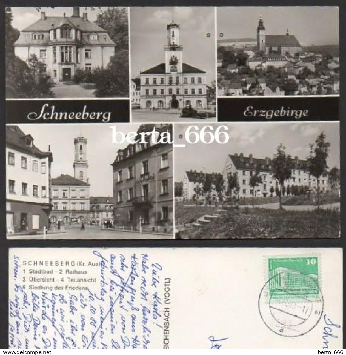 Schneeberg Erzgebirge Mehrfachansicht 1988 Echte Photo - Schneeberg