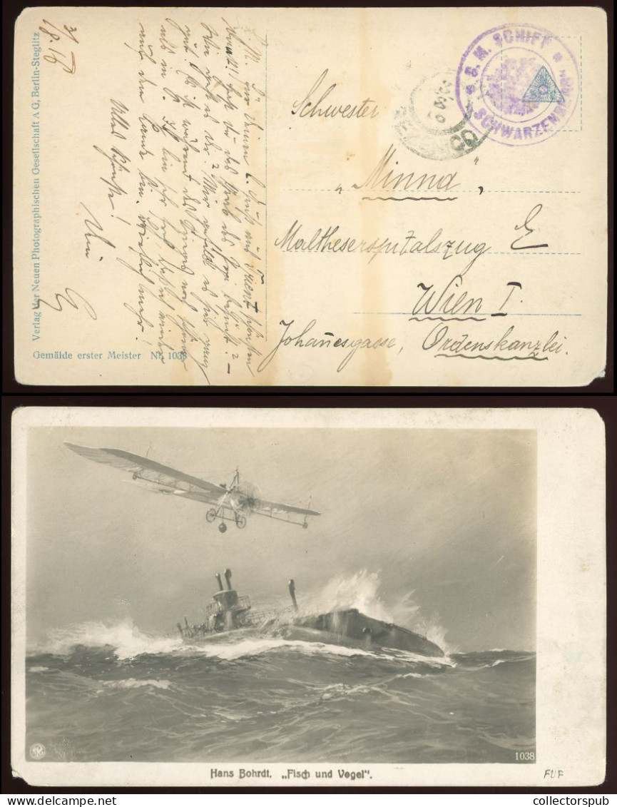 WWI Postcard With Schwarzenbach  Warship Cancellation - Unused Stamps