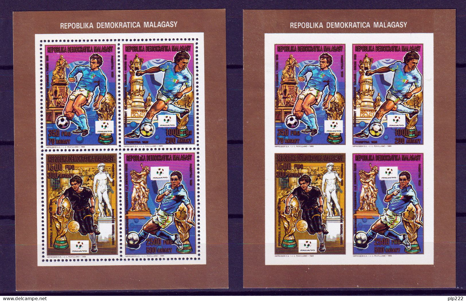 Madagascar 1990 Italia 90 2 BF Y.T.- **/MNH VF - Madagascar (1960-...)