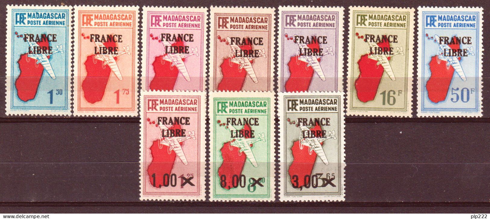 Madagascar 1942 Y.T.A45/54 */MH VF/F - Airmail