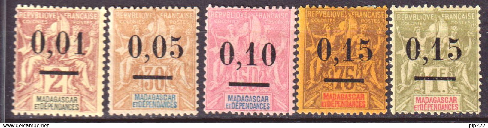 Madagascar 1902 Y.T.51/55 */MH VF/F - Nuovi