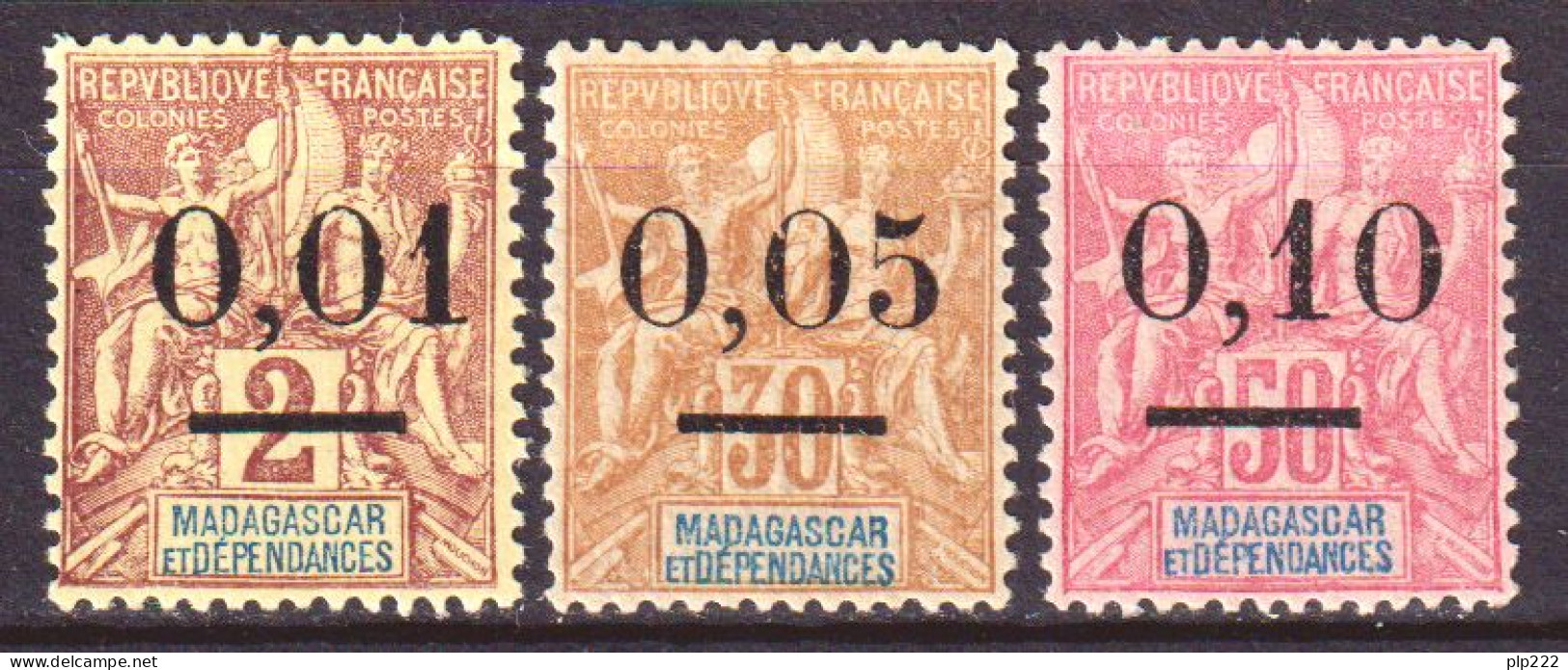 Madagascar 1902 Y.T.51/53 Type II */MH VF/F - Nuovi