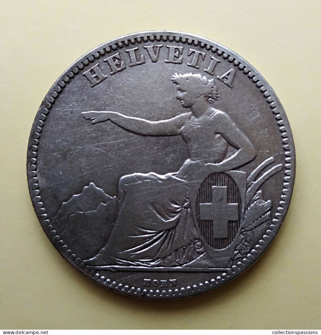 - SUISSE - 2 Francs - 1860 - Argent - - 2 Francs