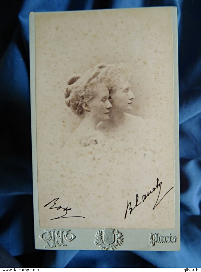 Photo Cdv Otto, Paris -  Blanche Lacombe De La Tour Et  Rose De Laverine, Ca 1895 L679 - Alte (vor 1900)