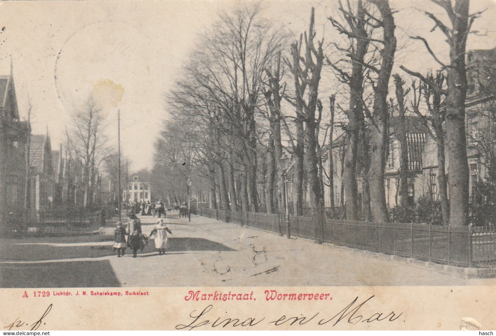 4933 32 Wormerveer, Marktstraat. 1907. (Scheurtje Rechtsonder)  - Wormerveer