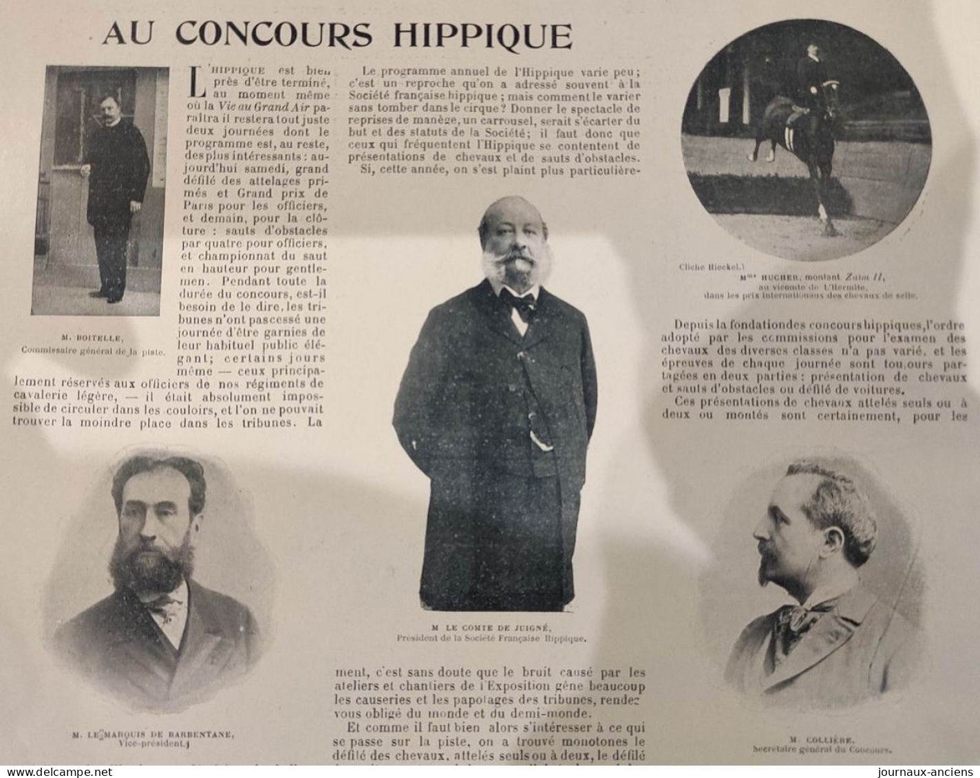 1899 LE CONCOURS HIPPIQUE - LE COMTE DE JEIGNÉ - OMNIBUS FELIX POTIN - MAISON KARCHER ET CIE - LA VIE AU GRAND AIR - Magazines - Before 1900