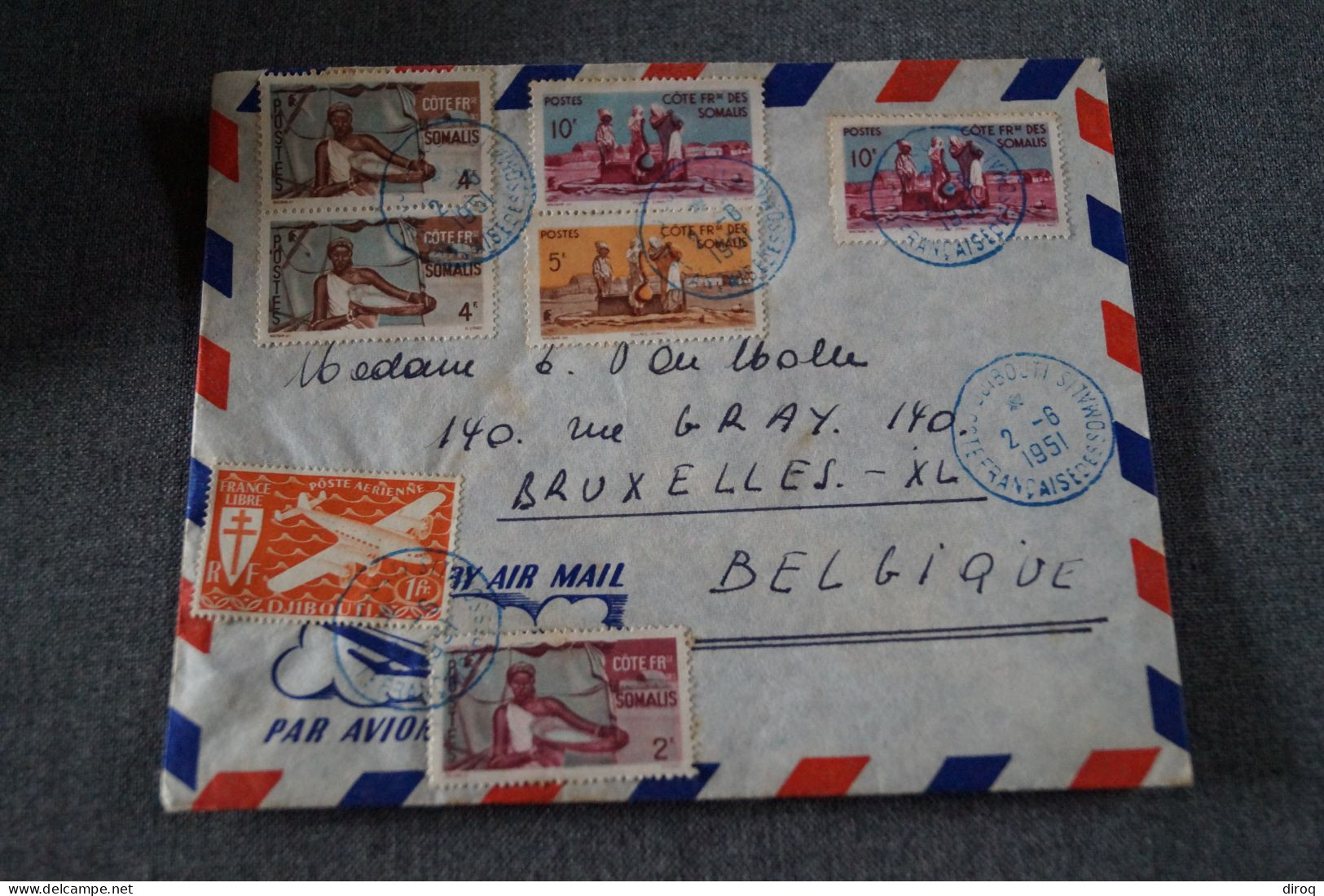 Très Bel Envoi Colonie Française,Djibouti - Belgique,1951courrier, Pour Collection - Äthiopien