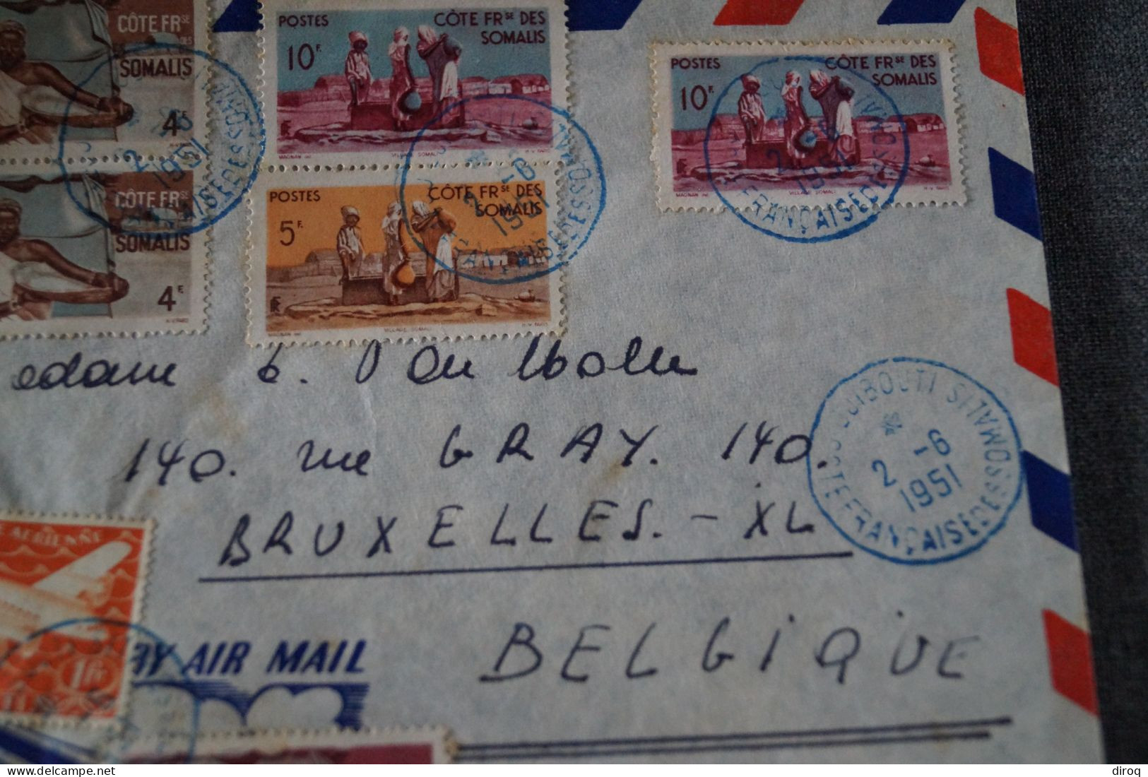 Très Bel Envoi Colonie Française,Djibouti - Belgique,1951courrier, Pour Collection - Etiopia