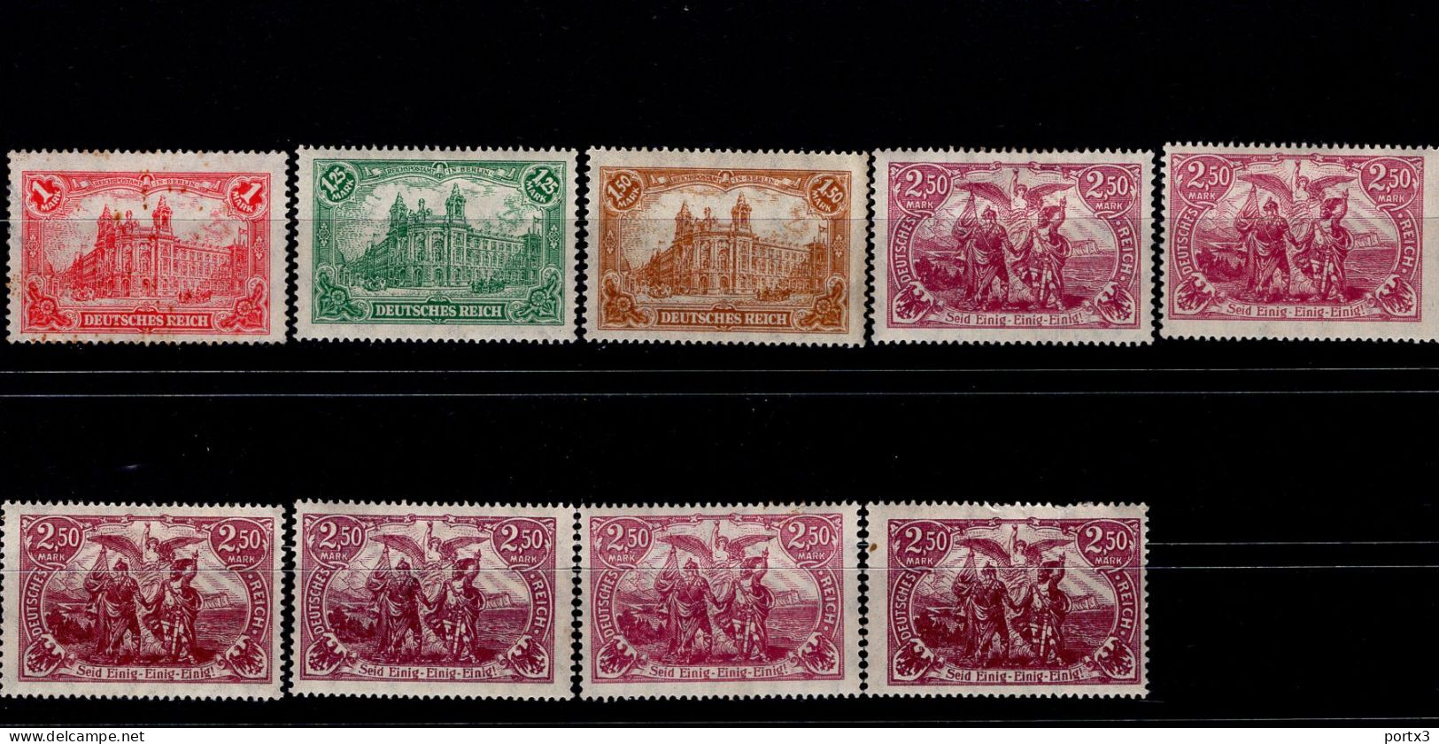 Deutsches Reich 113 - 115 Repräsentative Darstellungen  Mint MLH * Falz - Unused Stamps