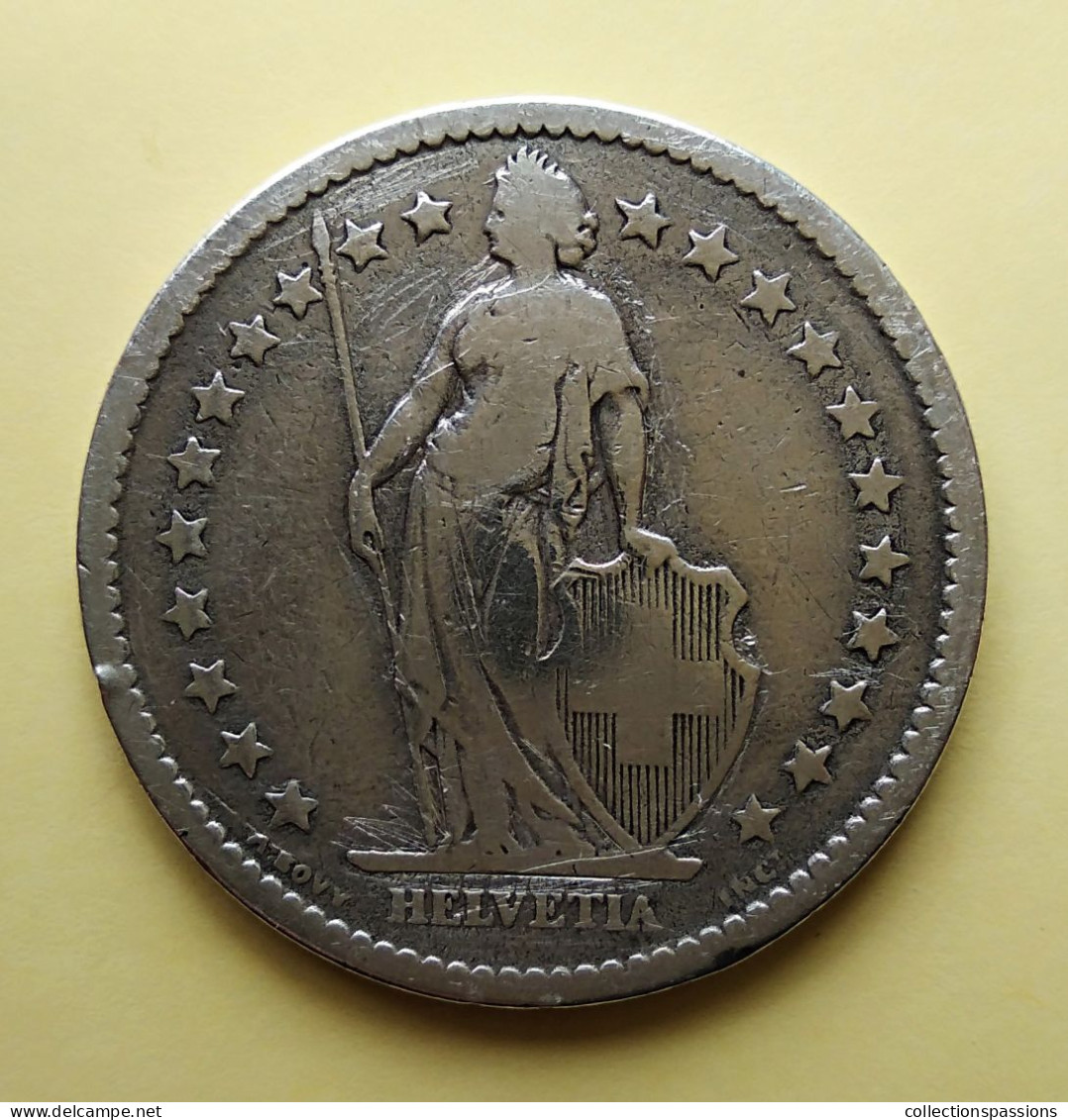 - SUISSE - 2 Francs - 1878 - Argent - - 2 Francs