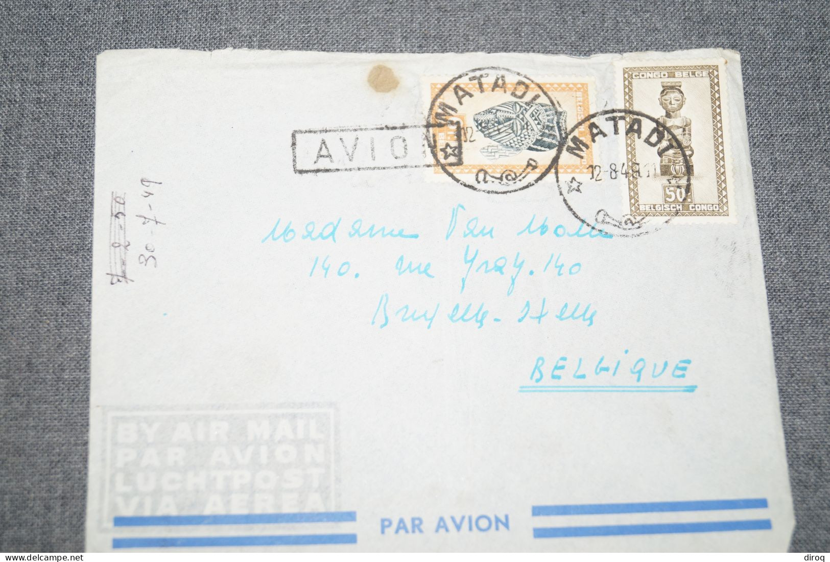 Très Bel Envoi Congo Belge,belle Oblitération De Matadi,1949, + Courrier, Pour Collection - Lettres & Documents