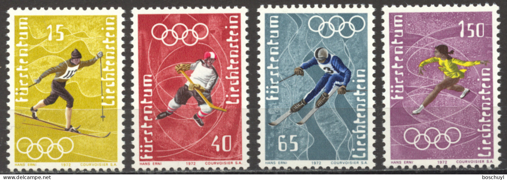 Liechtenstein, 1971, Olympic Winter Games Sapporo, Sports, MNH, Michel 551-554 - Unused Stamps