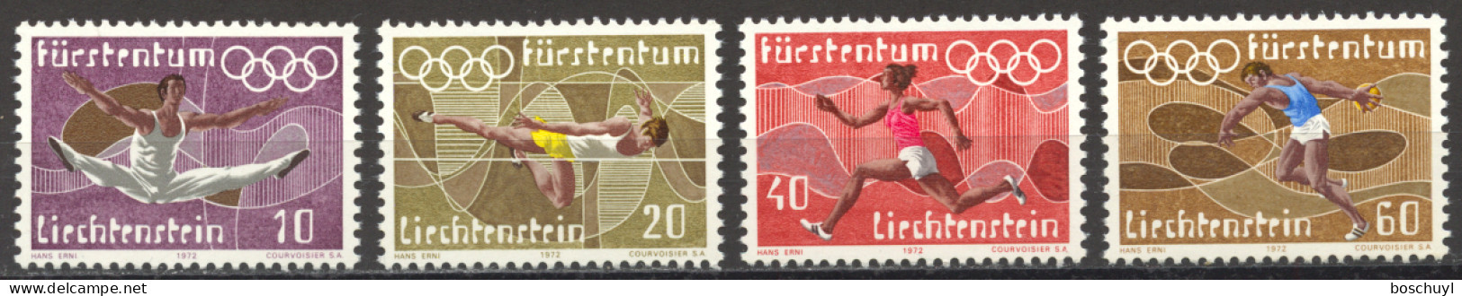 Liechtenstein, 1972, Olympic Summer Games Munich, Sports, MNH, Michel 556-559 - Ongebruikt