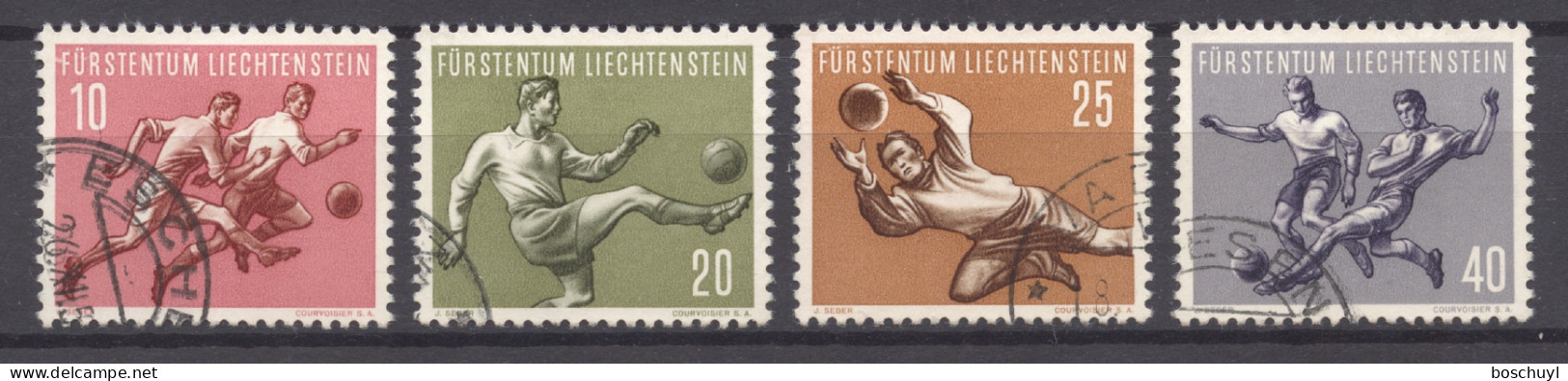 Liechtenstein, 1954, Soccer World Cup Switzerland, Football, Sports, Used, Michel 322-325 - Used Stamps