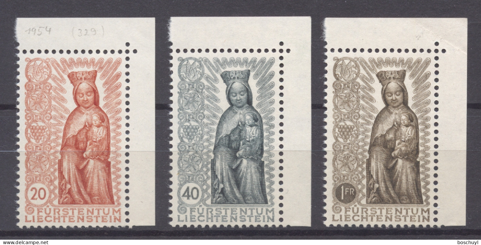 Liechtenstein, 1954, Maria Year, Religion, Statues, MNH, Michel 329-331 - Nuovi