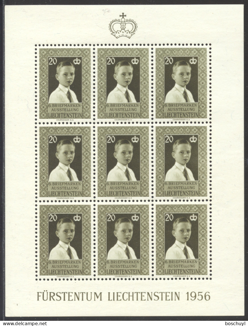 Liechtenstein, 1956, Vaduz Stamp Exhibition, Prince Hans Adam, Nr 1, MNH Sheet, Michel 352 - Nuovi