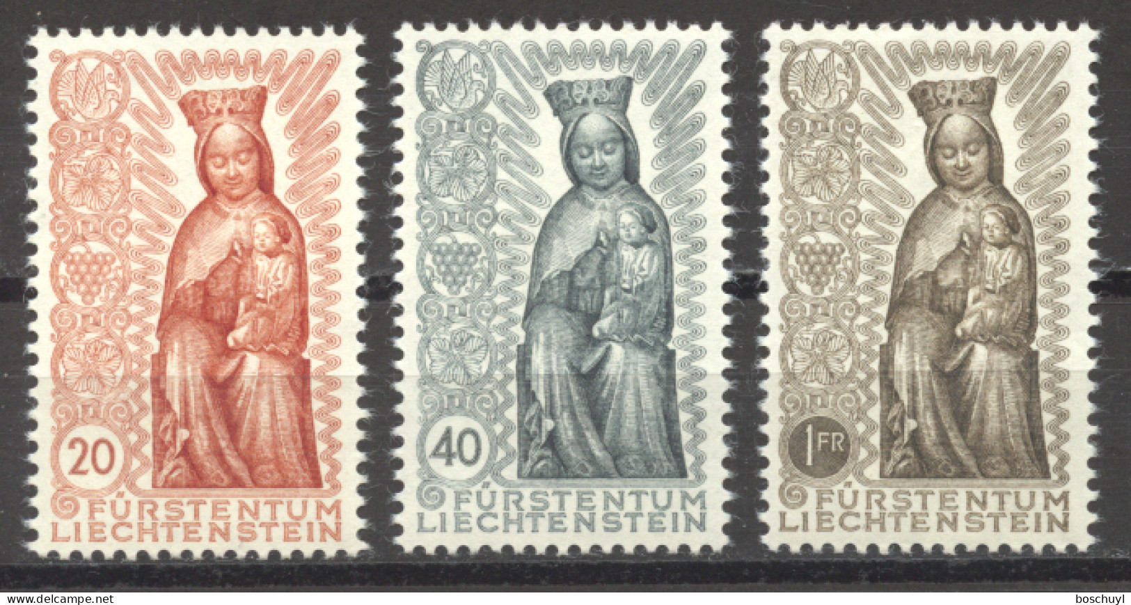 Liechtenstein, 1954, Maria Year, Religion, Statues, MNH, Michel 329-331 - Ungebraucht