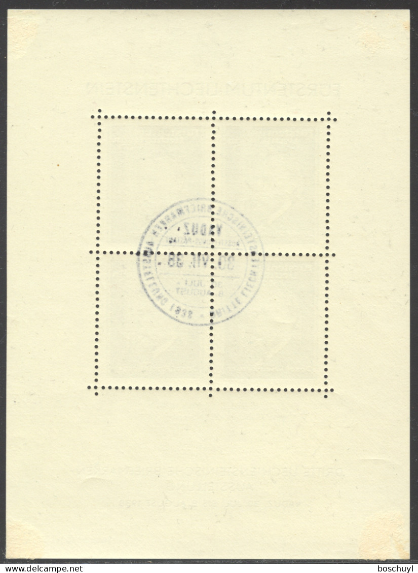 Liechtenstein, 1938, Rheinberger, Composer, Organ, Music, Stamp Exhibition, FD Cancelled, LH Gum, Michel Block 3 - Blocks & Sheetlets & Panes
