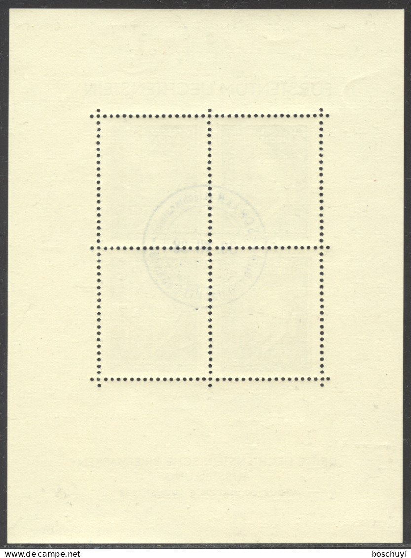 Liechtenstein, 1938, Rheinberger, Composer, Organ, Music, Stamp Exhibition, FD Cancelled, Full Gum, Michel Block 3 - Blocks & Kleinbögen