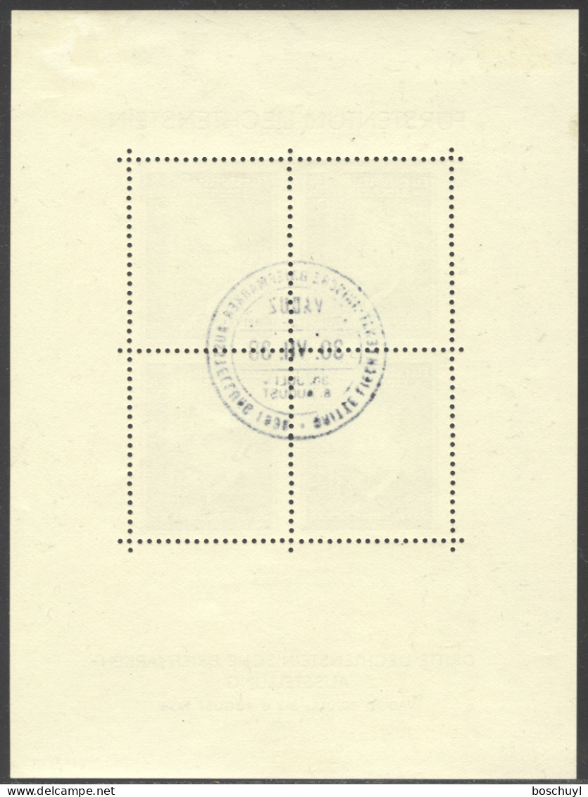 Liechtenstein, 1938, Rheinberger, Composer, Organ, Music, Stamp Exhibition, FD Cancelled, LH Gum, Michel Block 3 - Blocks & Sheetlets & Panes