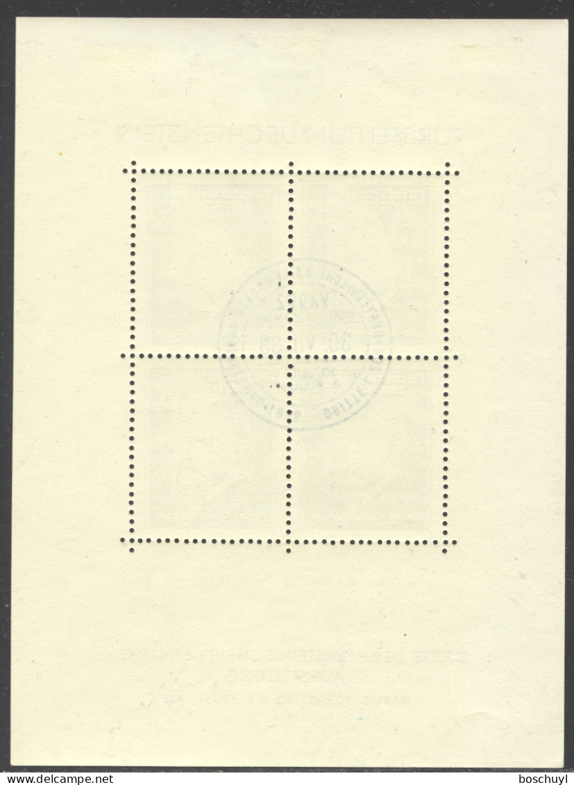 Liechtenstein, 1938, Rheinberger, Composer, Organ, Music, Stamp Exhibition, FD Cancelled, LH Gum, Michel Block 3 - Blocks & Sheetlets & Panes