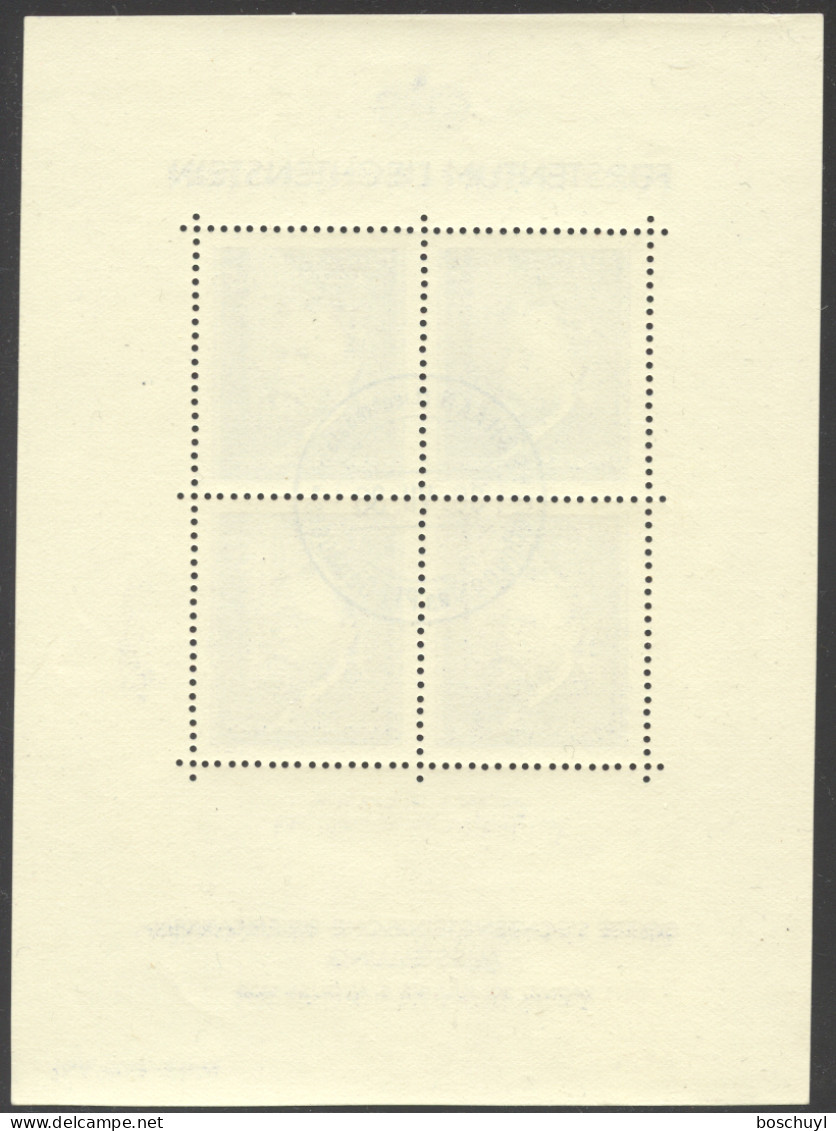 Liechtenstein, 1938, Rheinberger, Composer, Organ, Music, Stamp Exhibition, FD Cancelled, Full Gum, Michel Block 3 - Blocks & Sheetlets & Panes