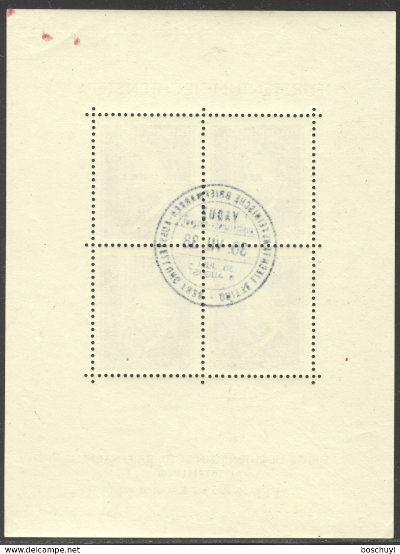 Liechtenstein, 1938, Rheinberger, Composer, Organ, Music, Stamp Exhibition, FD Cancelled, Full Gum, Michel Block 3 - Blocks & Sheetlets & Panes