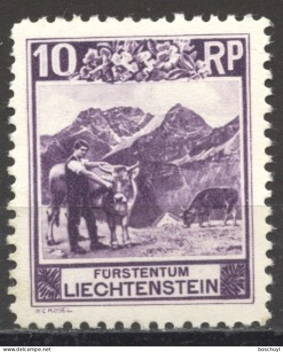 Liechtenstein, 1930, Alm, Mountains, Landscape, Bettlerjoch, 10 Rp, MNH, Michel 96A - Ongebruikt