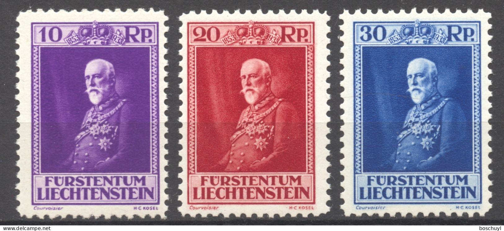 Liechtenstein, 1933, Birthday Of Prince Franz I, MNH, Michel 122-124 - Unused Stamps