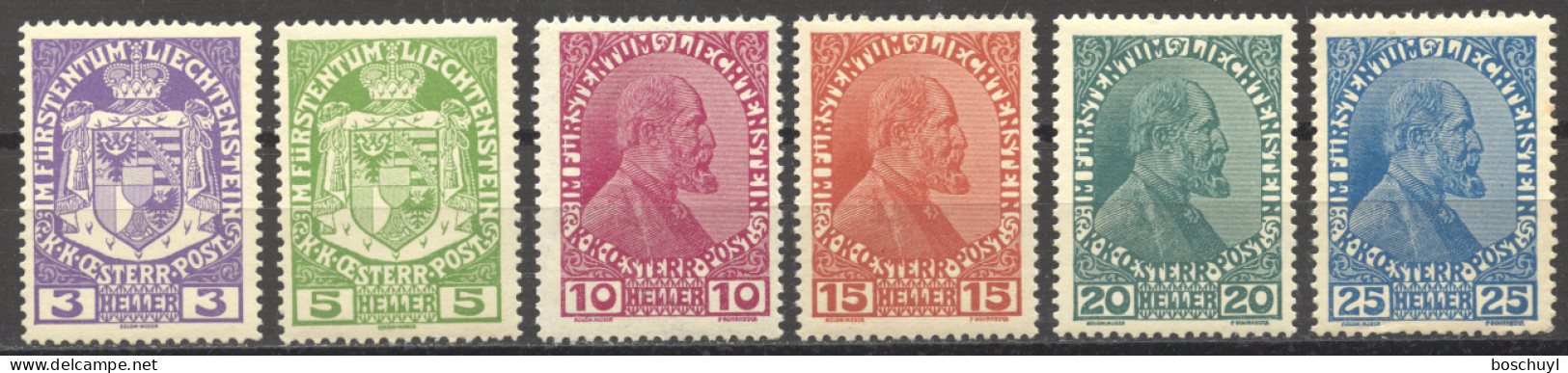 Liechtenstein, 1917, 1919, Heraldry, King Johann II, MNH, Michel 4-9 - Ongebruikt