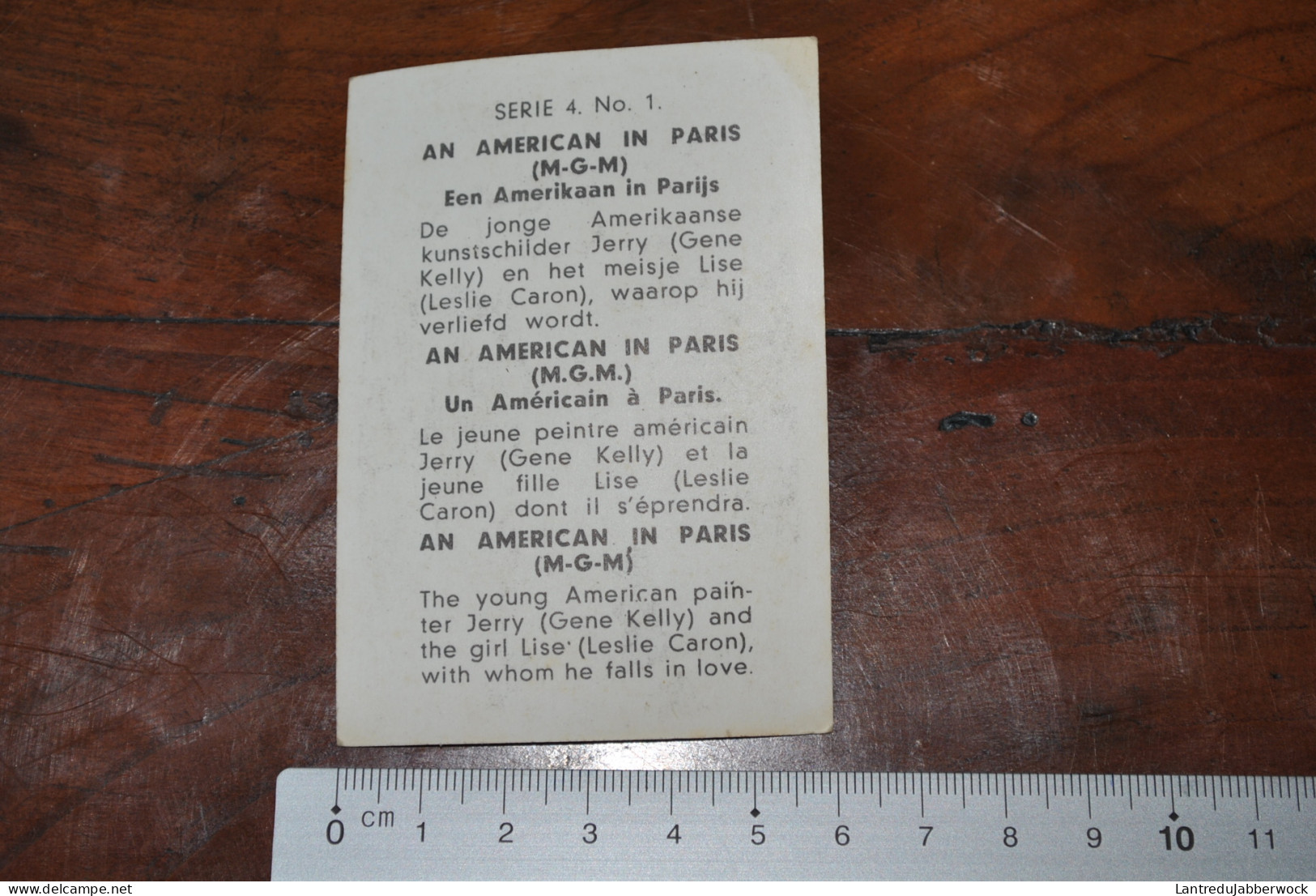 Chromo Photo An American In Paris Série 4 N°1 M.G.M Un Américain à Gene Kelly Leslie Caron Acteur Actrice Cinéma Vedette - Sonstige & Ohne Zuordnung