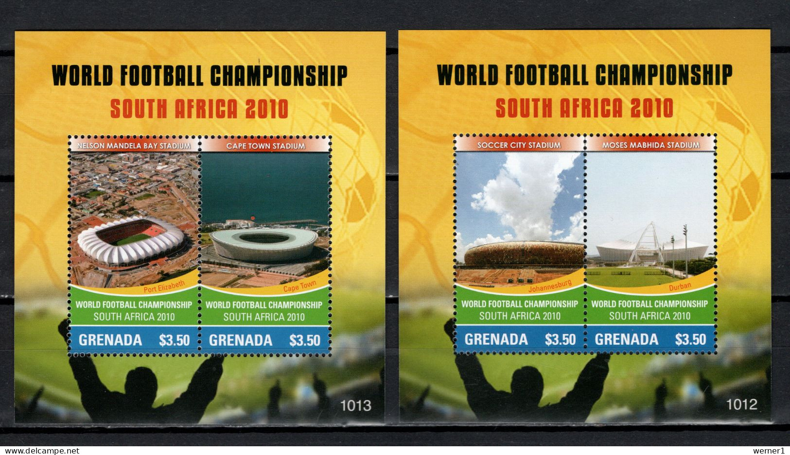 Grenada 2010 Football Soccer World Cup Set Of 4 Sheetlets + 2 S/s MNH - 2010 – Afrique Du Sud