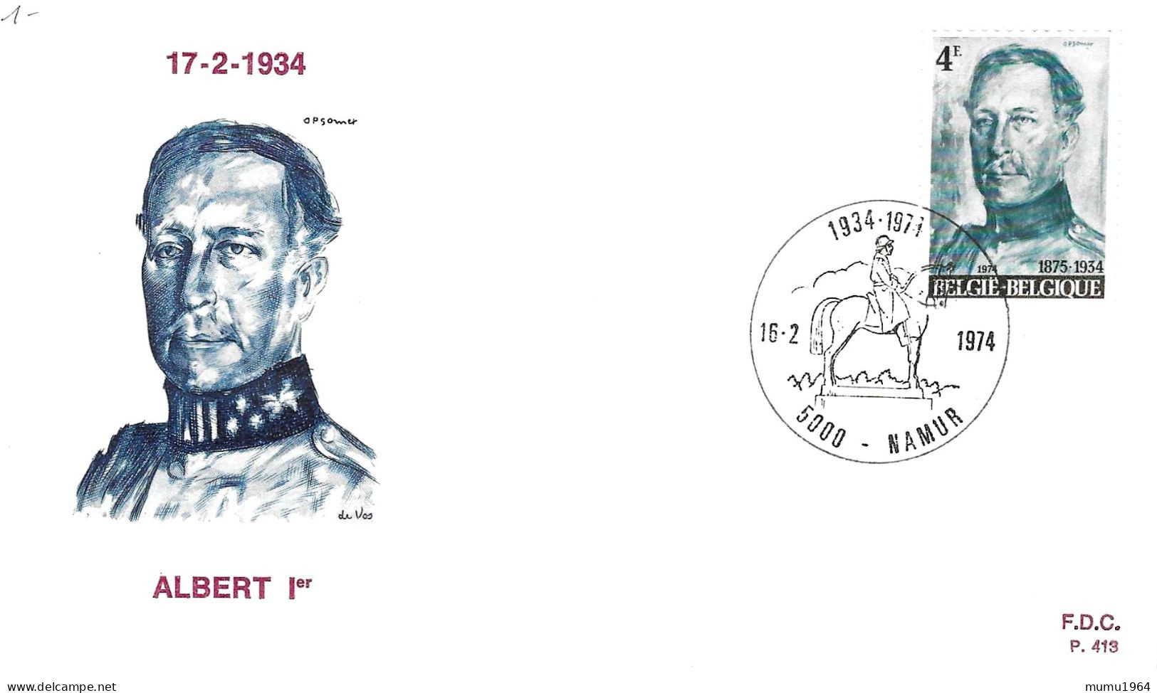 COB - FDC N° 413 - Timbre N° 1704 - 1971-1980