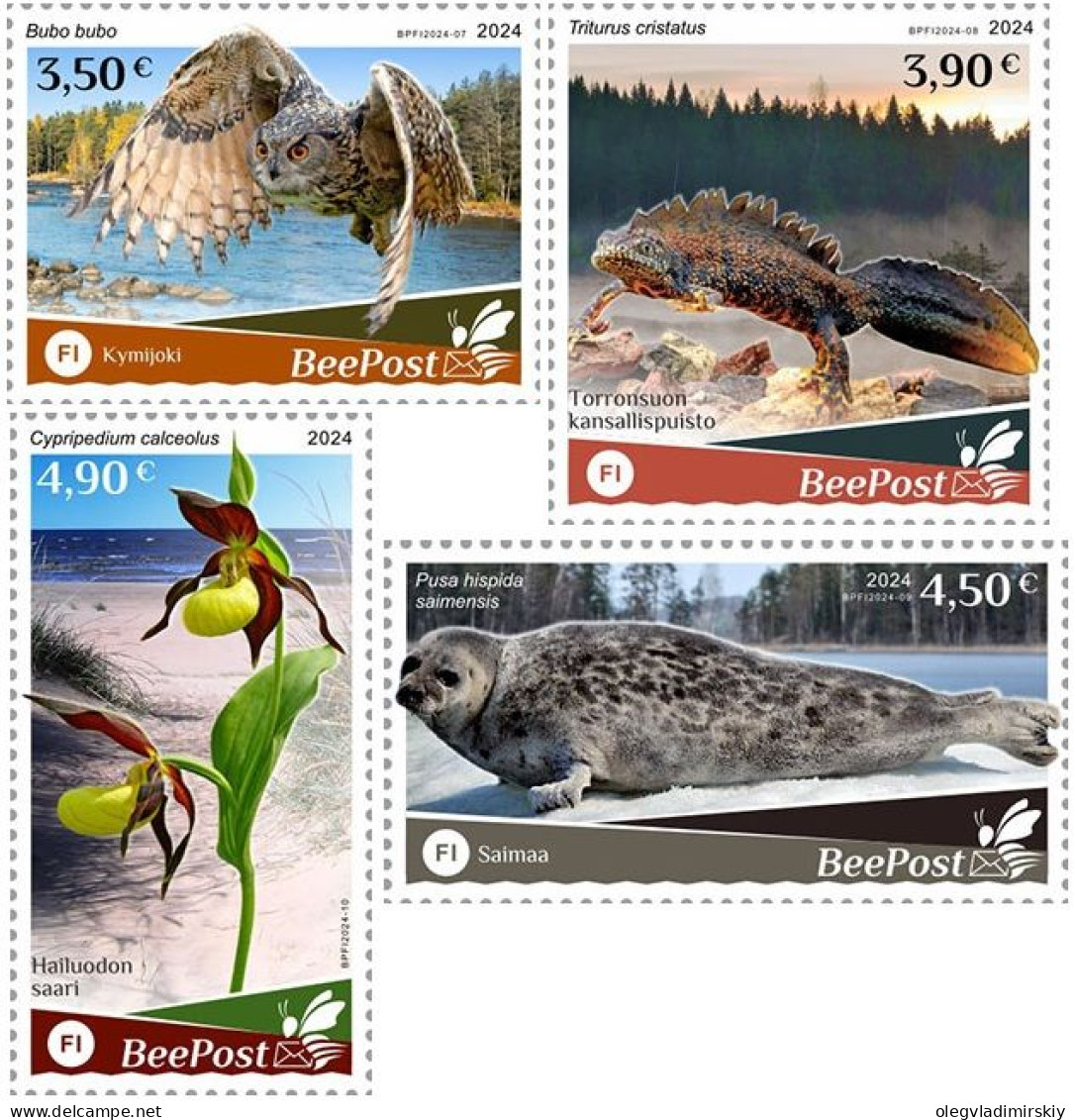 Finland Finnland Finlande 2024 Water Flora And Fauna Bird Triton Seal Orchid Nature Europa BeePost Set Of 4 Stamps MNH - 2024