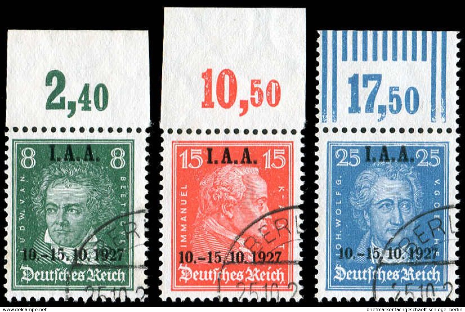 Deutsches Reich, 1927, 407 P OR -408 P OR-409 W OR, Gestempelt - Other & Unclassified